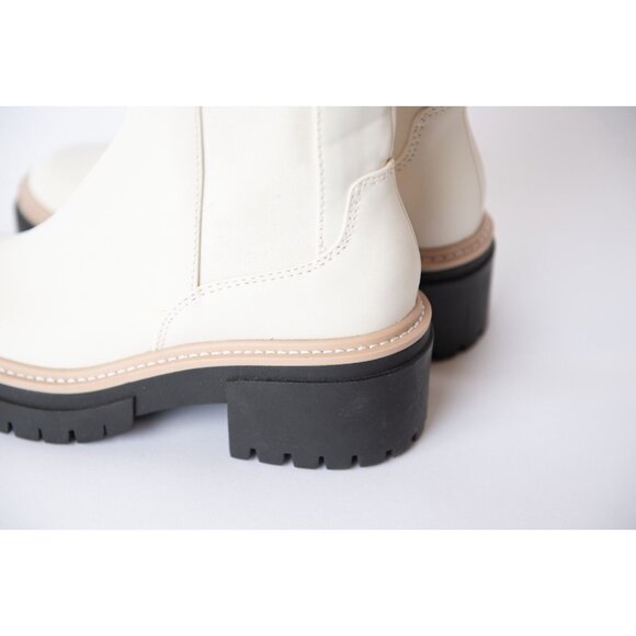 Open Edit Boots Women's Size 7 Chelsea White Ivory Lug Sole Ankle Boots - Picture 8 of 9